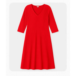 Cato Plus Size Red Ribbed Knit V-Neck Dress – Sizes 18/20 & 22/24 – MSRP $76–NWT